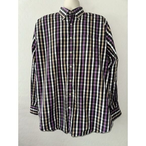 Peter Millar Crown Long Sleeve Weekender Wash Check Button Shirt Size XL Office - Picture 1 of 7